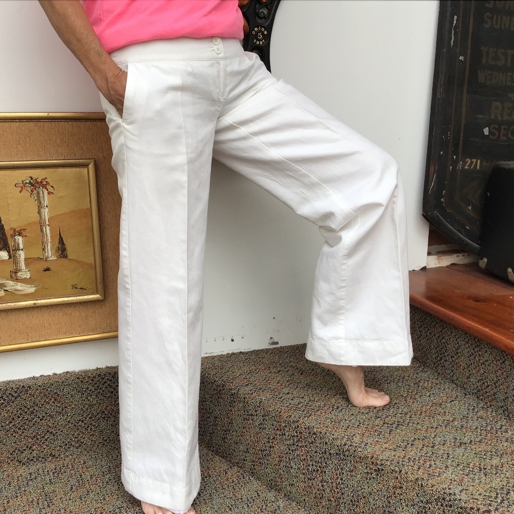 Linen Lined Button Front Wide Leg Pant